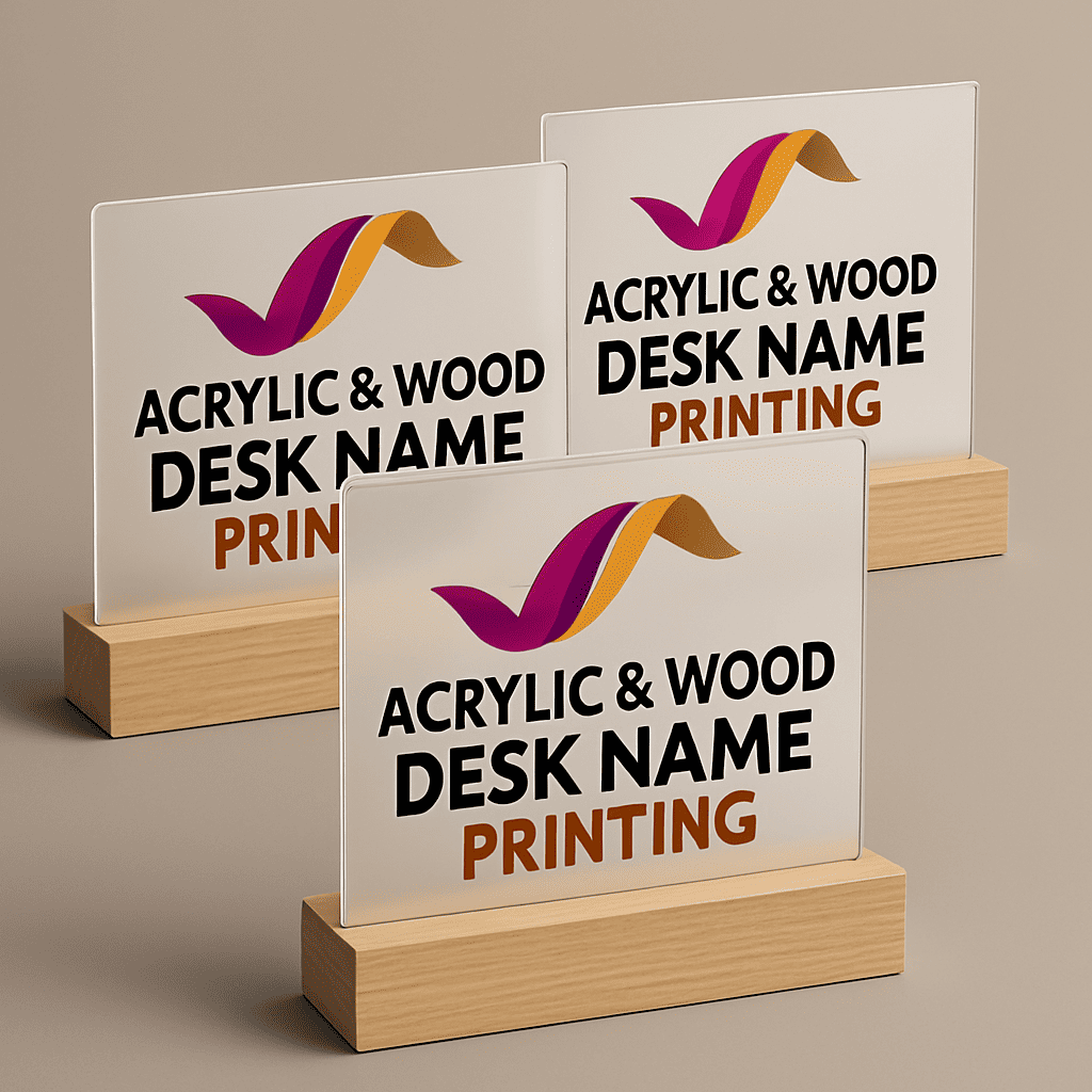 Acrylic & Wood Desk Name Plate Dubai - Executive Desks